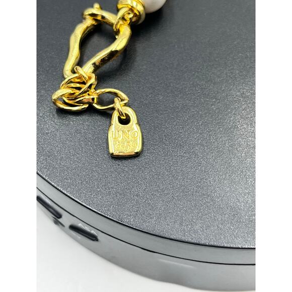 UNO de 50 White 10mm Pearl Perla Mosqueta Link Bracelet-Gold Plated Bracelet - Picture 7 of 9